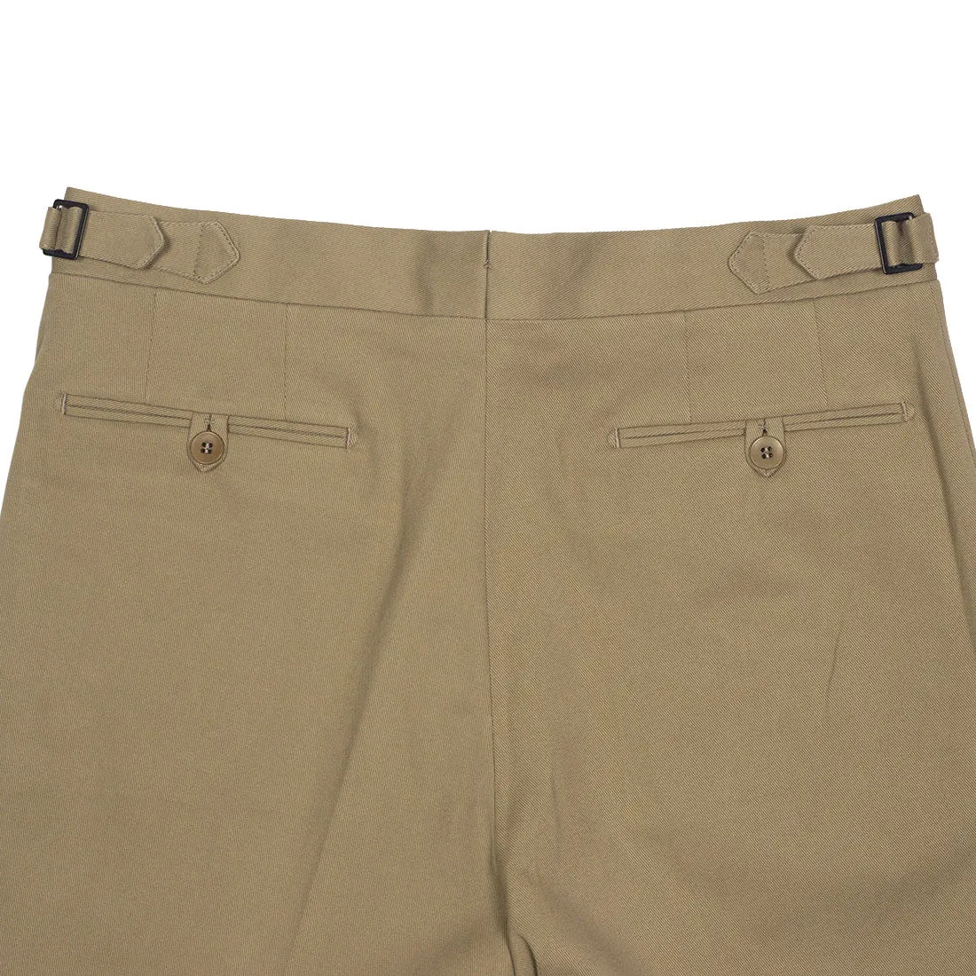 Higher-rise tan heavy twill cotton trousers