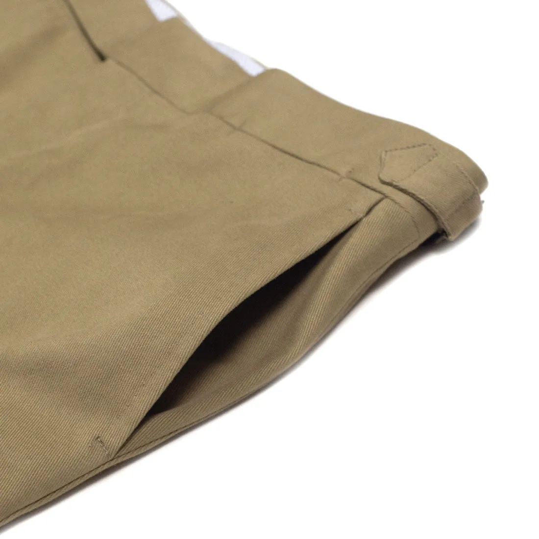 Higher-rise tan heavy twill cotton trousers