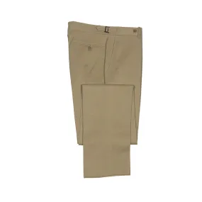 Higher-rise tan heavy twill cotton trousers