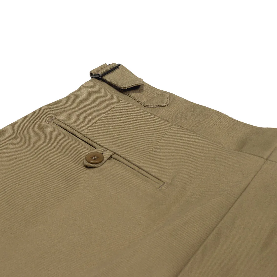 Higher-rise tan heavy twill cotton trousers