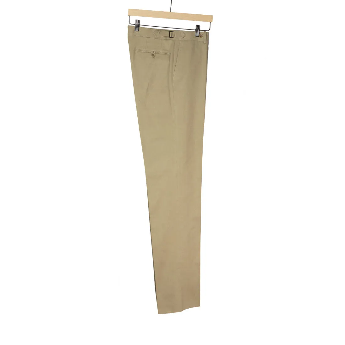 Higher-rise tan heavy twill cotton trousers