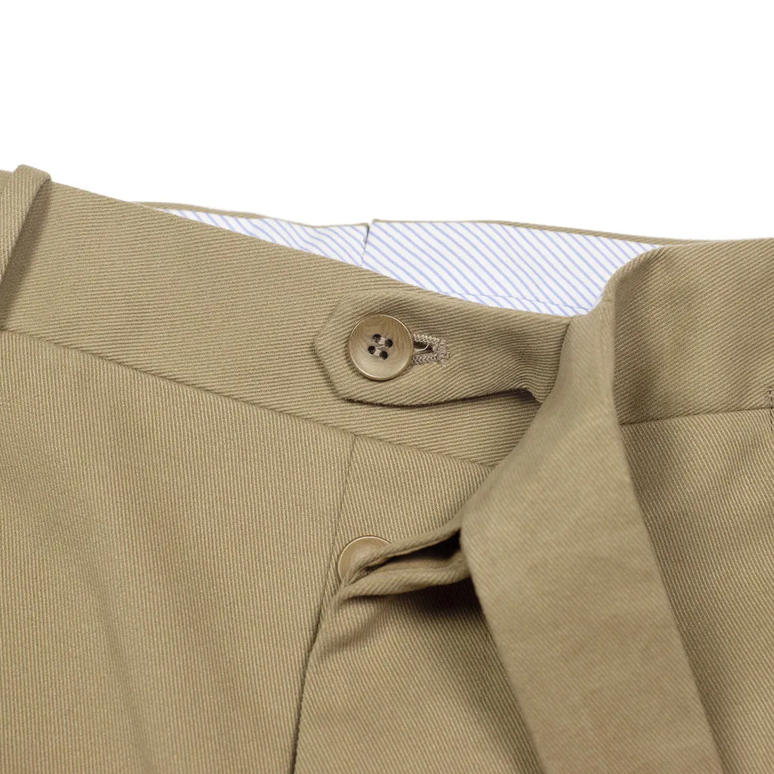 Higher-rise tan heavy twill cotton trousers