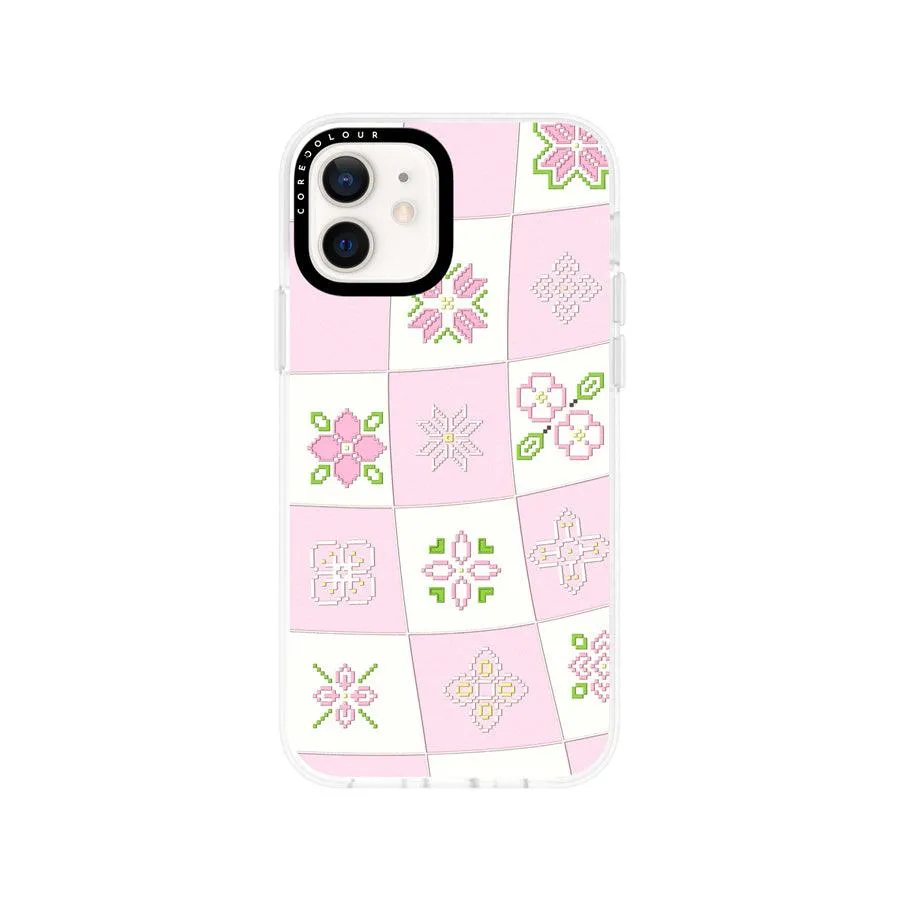 iPhone 12 Cherry Blossom Checker Phone Case