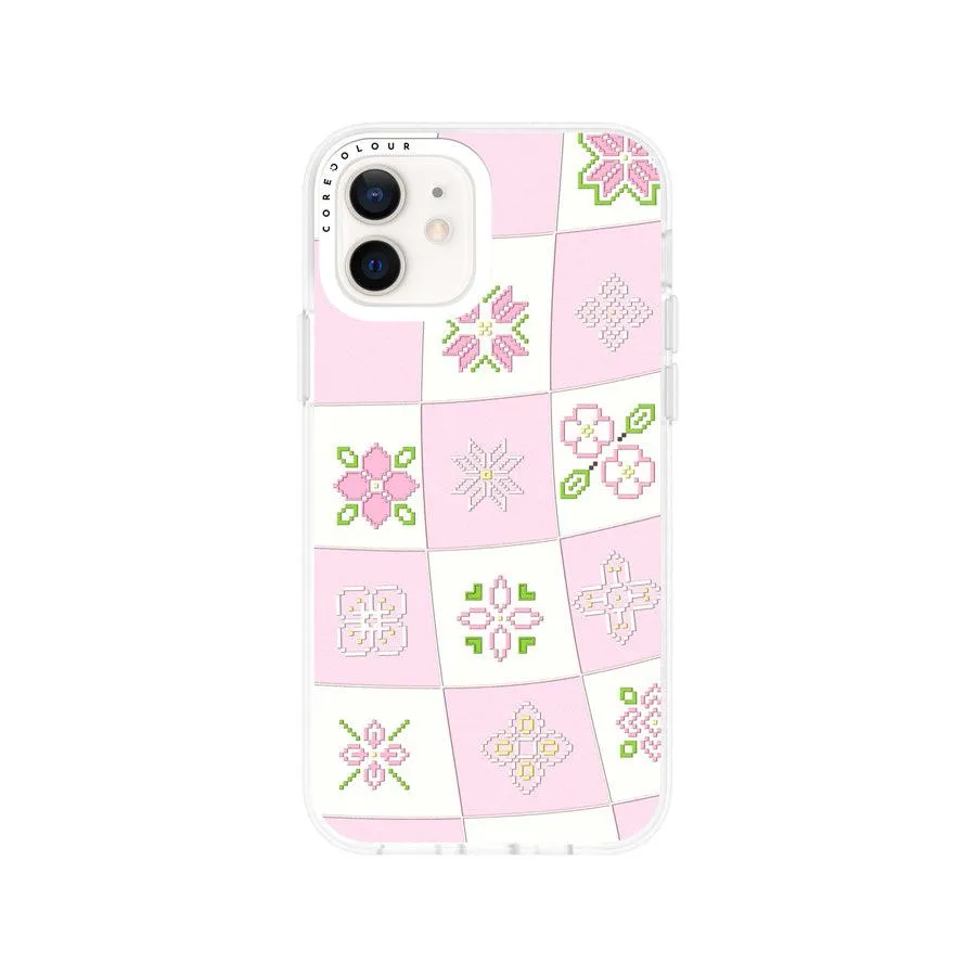 iPhone 12 Cherry Blossom Checker Phone Case