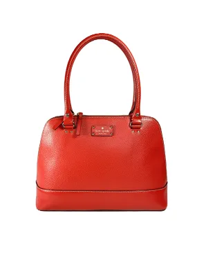 Kate Spade red orange leather domed satchel