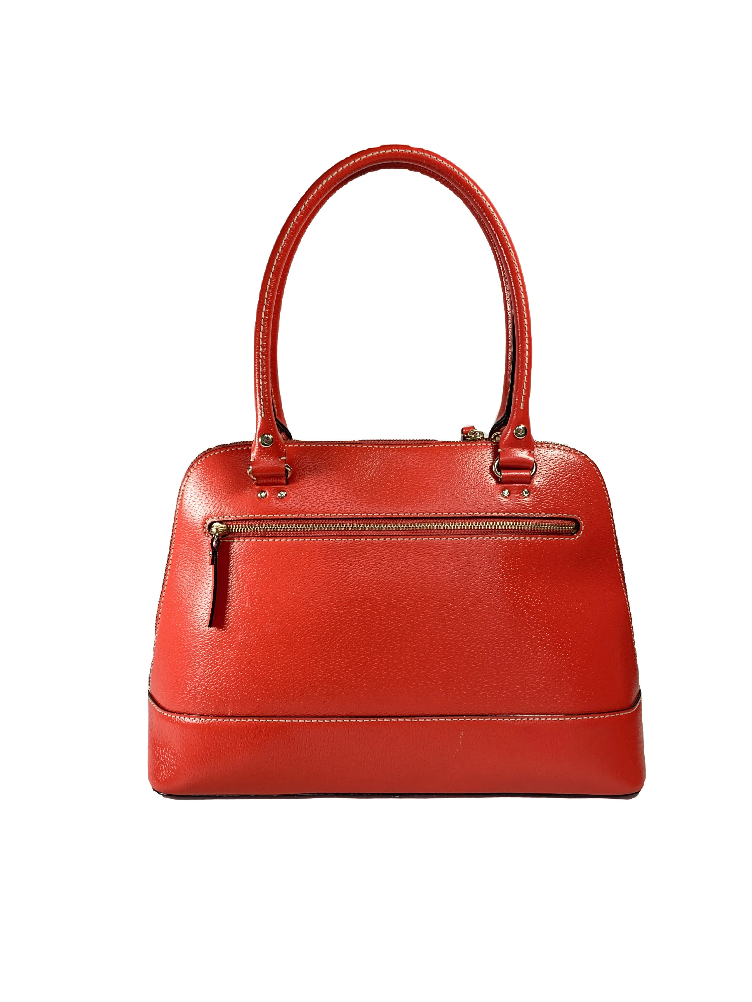 Kate Spade red orange leather domed satchel