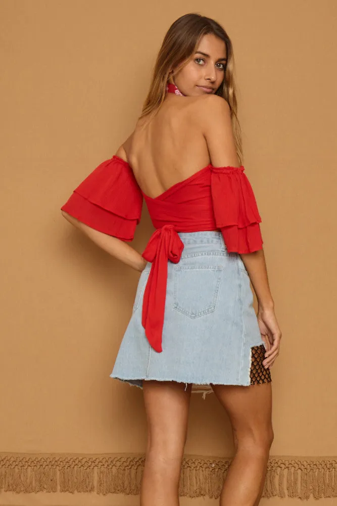 Lily Fields Crop Top Red