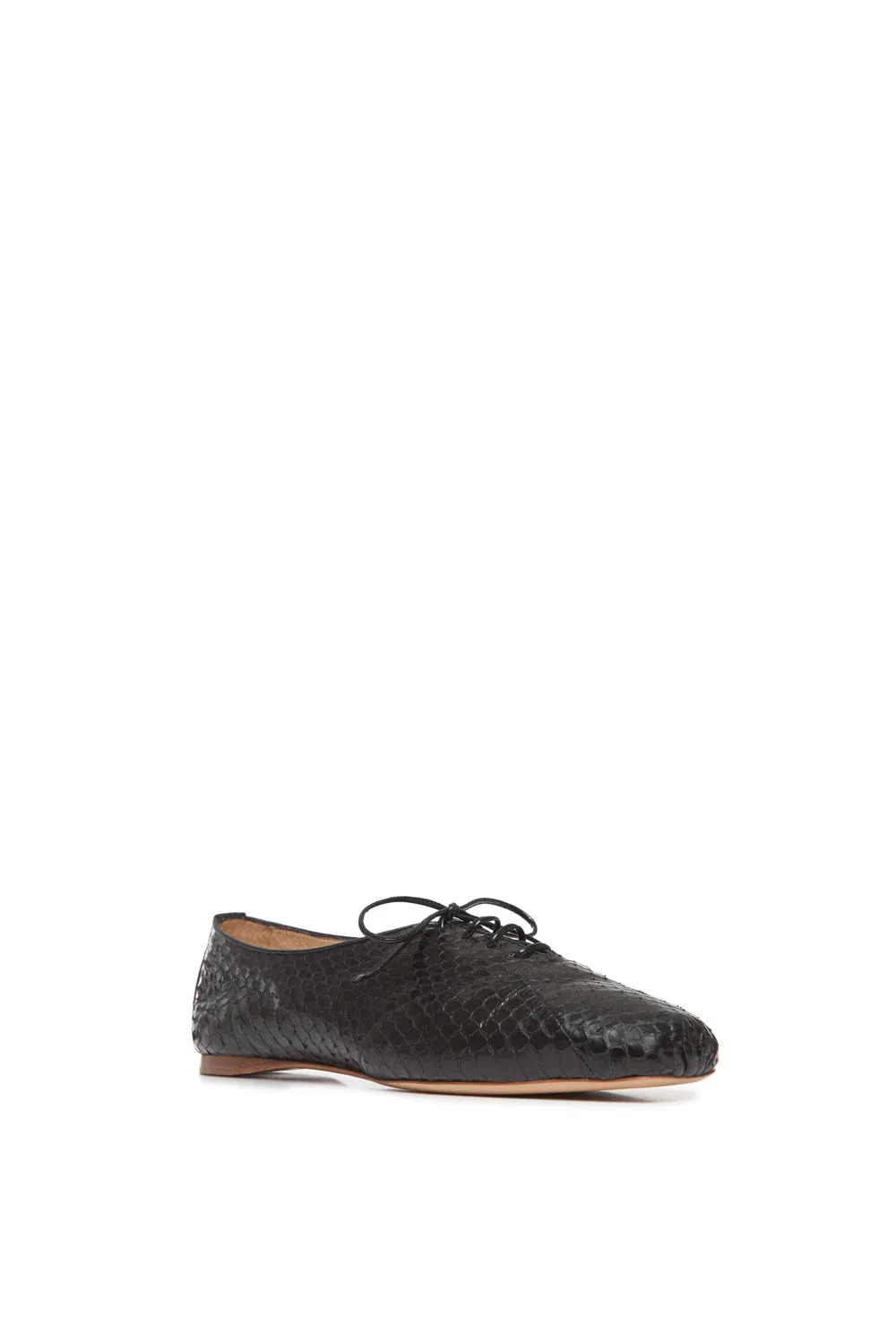 Maya Flat Shoe in Black Snakeskin