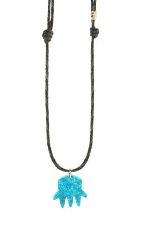 Medium Turquoise Gemstone Hand Pendant on Adjustable Cord Necklace