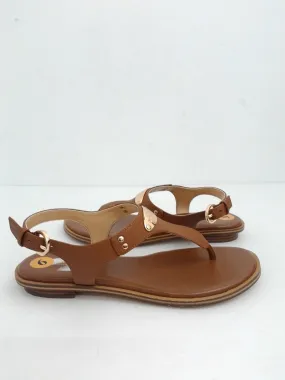 Michael Kors Women's Brown Leather Plate Thong Sandal Size 6 M