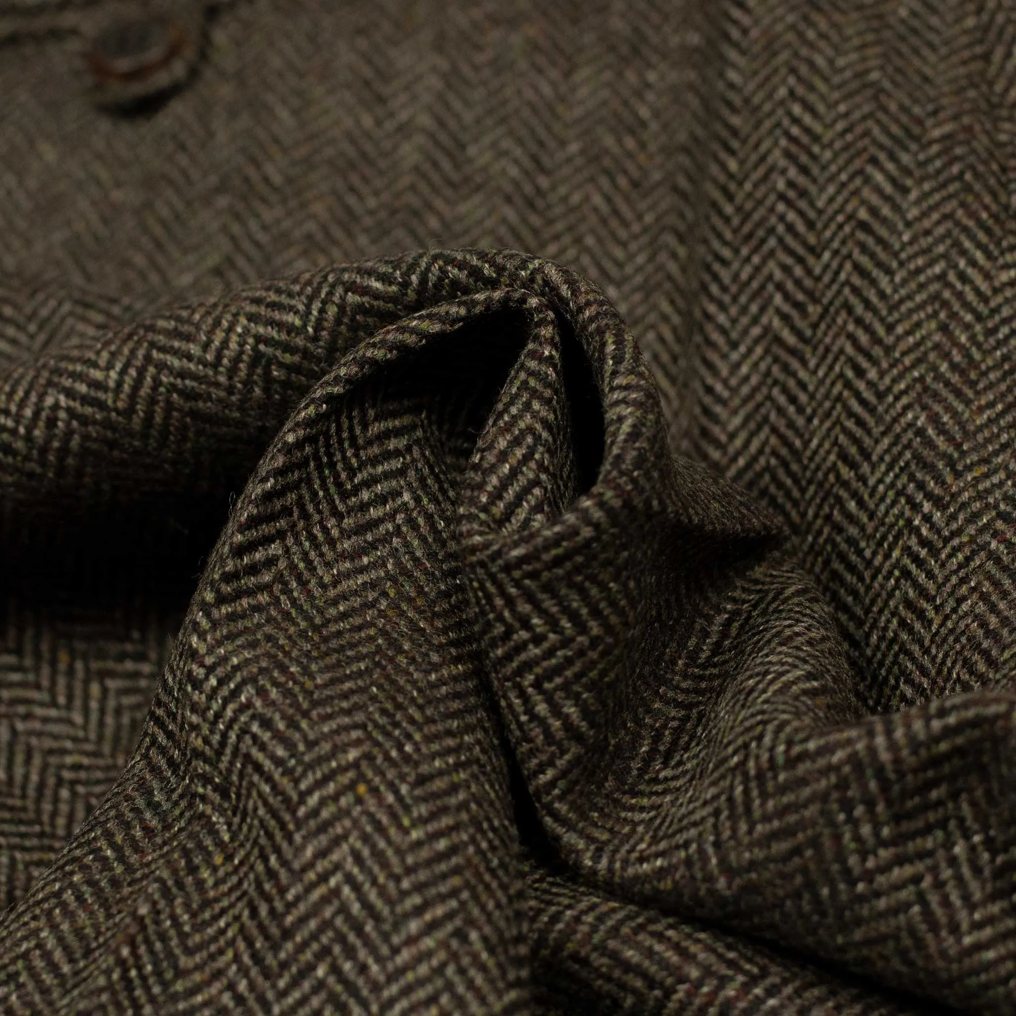 Mid-rise belt loop trousers in brown tweed-like herringbone wool cashmere (restock)