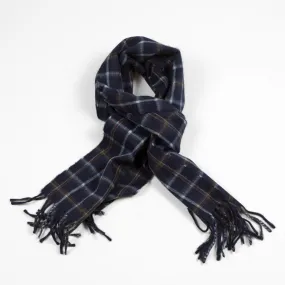 Navy and brown plaid lambswool & angora scarf