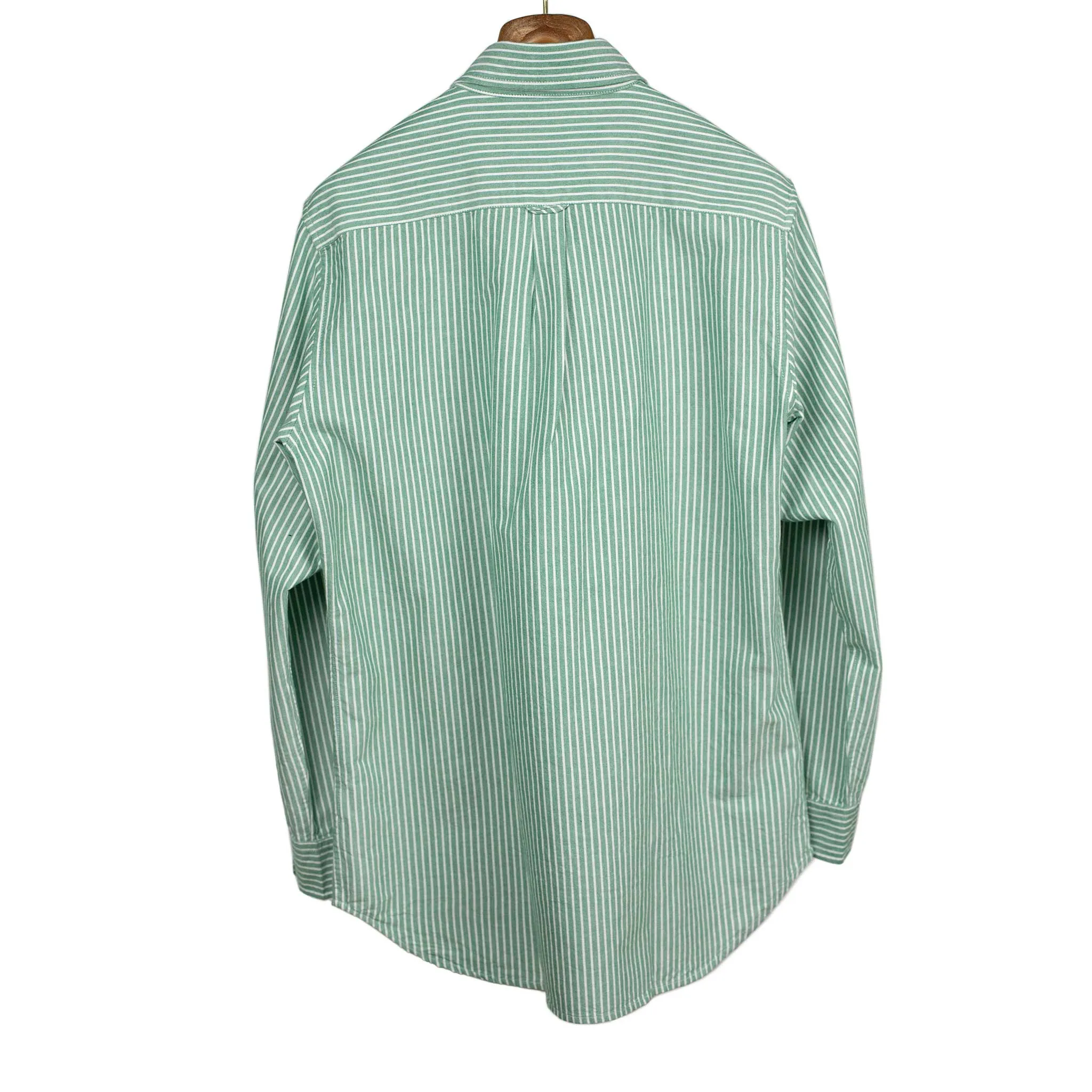 Oxford cloth button-down shirt in evergreen stripe (restock)