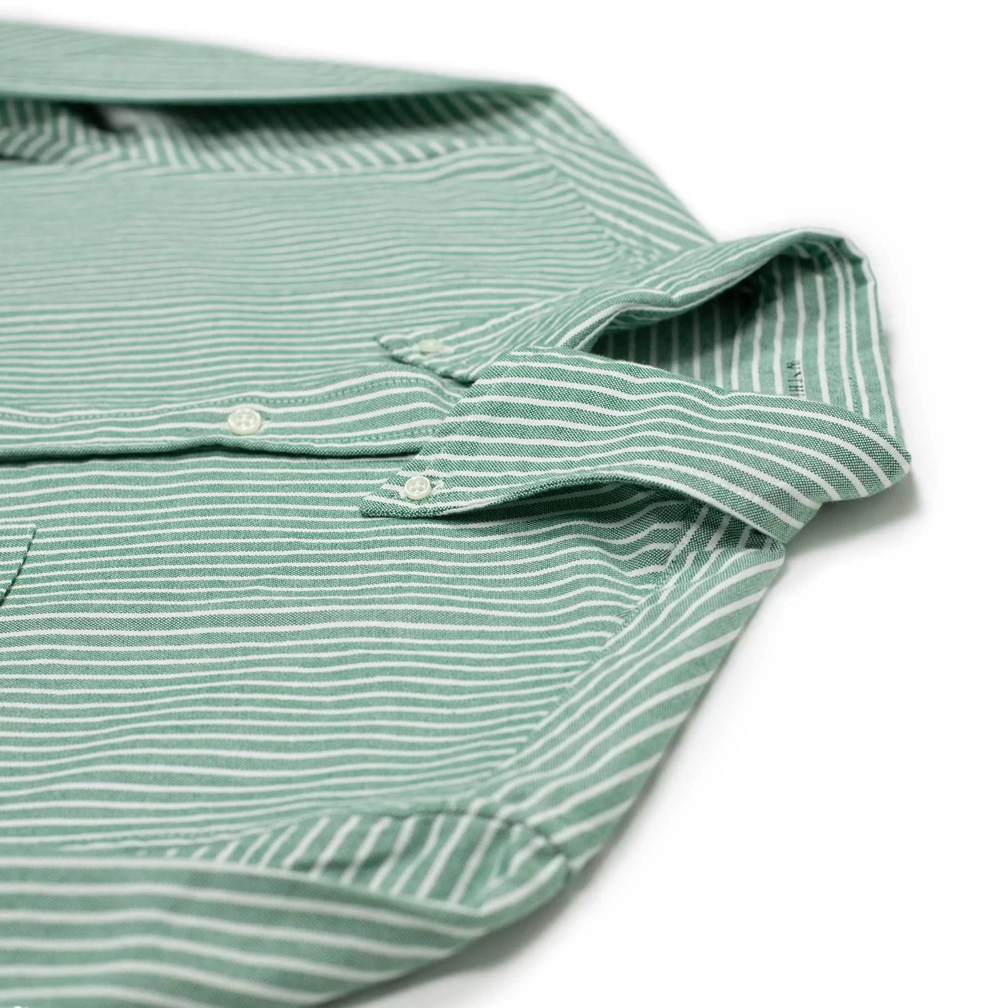 Oxford cloth button-down shirt in evergreen stripe (restock)