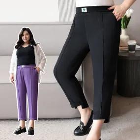 Plus Size Smart Piped Trouser Capri Pants (EXTRA BIG SIZE)