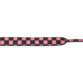 Printed 3/8 Flat Laces - Black/Pink Checked (1 Pair Pack) Shoelaces