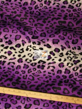 Purple/White Velboa Leopard Animal Short Pile Fabric / By The Roll - 50 Yards