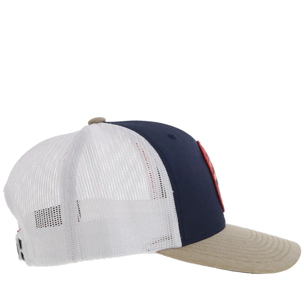 "Cheyenne" Hat Navy/White w/Orange/Red/Navy Patch