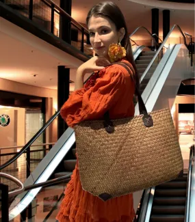 Rattan & Leather Shopper by KonaCoco