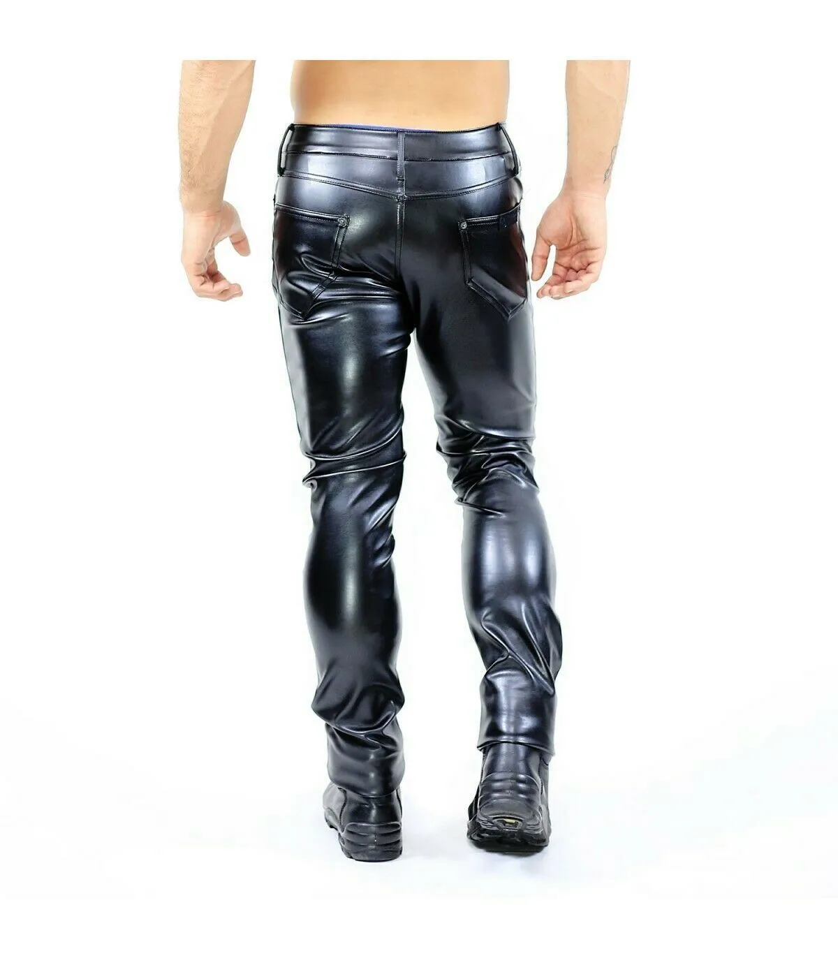 TOF PARIS Pants GLADIATOR Leather Trousers Rubber Look Low Waist 7