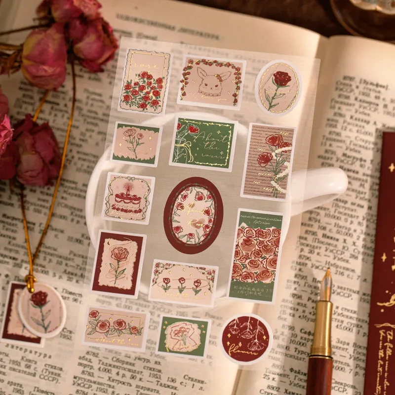 Vintage Rose Illustration DIY Journal Sticker