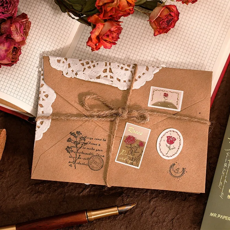 Vintage Rose Illustration DIY Journal Sticker