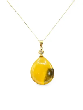 YELLOW AMBER ADJUSTABLE JAPAN NECKLACE