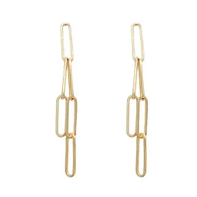 Yellow Chimes Earrings for Women and Girls Fashion Golden Dangler | Western Style Geometric Interlinked Chain Long Danglers Earrings | Birthday Gift for Girls & Women Anniversary Gift for Wife