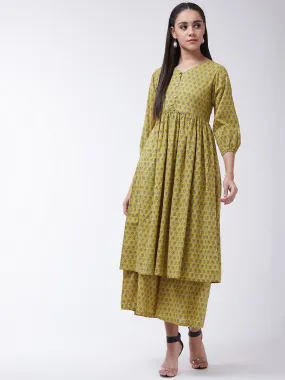 Yellow Floral Print Kurta