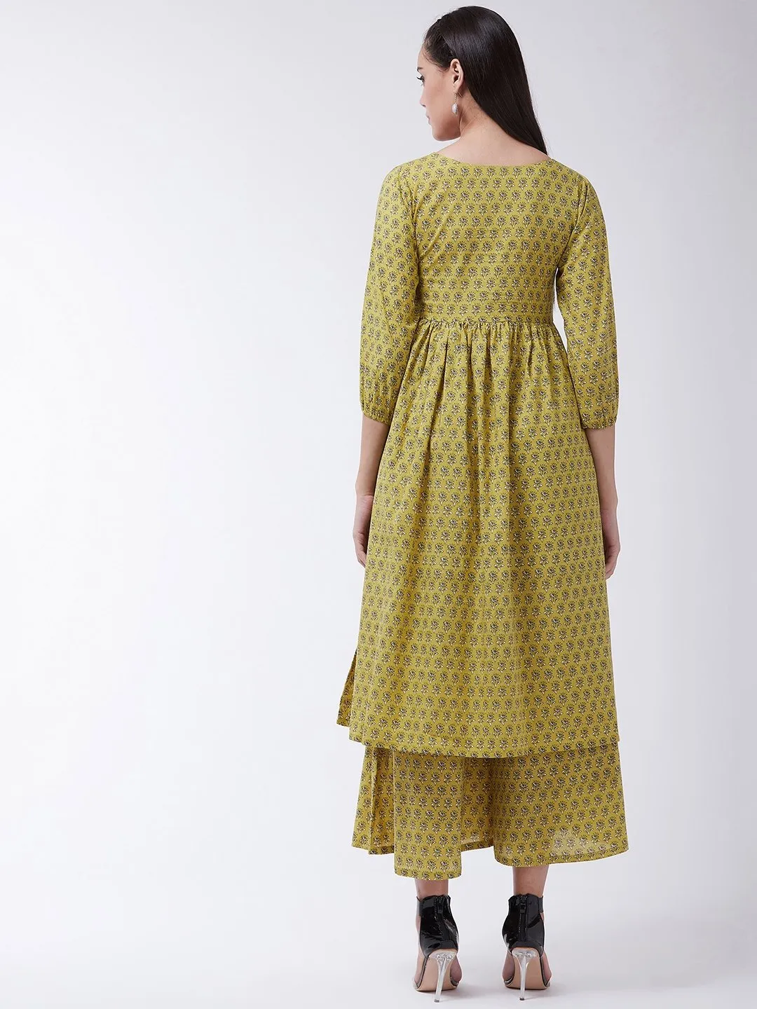 Yellow Floral Print Kurta