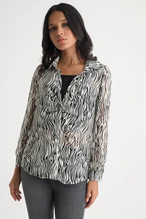 Zebra Printed Sheer Shirt